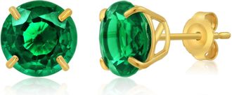 MAX + STONE 14k Yellow or White Gold 9mm Round Large Gemstone Stud Earrings