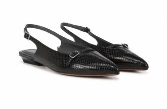 Franco Sarto Womens Emma Mary Jane Slingback Flats In Black Snake