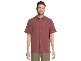 Royal Robbins Desert Pucker S/S Mens Short Sleeve Button Up Wild Rhubarb : MD, Modal/Polyester/Tencel