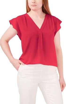 Chaus Print Flutter Sleeve Blouse in Passion Fruit at Nordstrom, Size X-Large