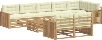 vidaXL Conjunto De Sof&aacute;s De Exterior 9 Uds. Blanco Y Crema Poli&eacute;ster Vidaxl
