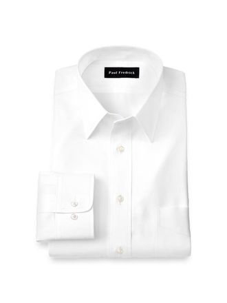 Paul Fredrick Tailored Fit Non-iron Cotton Pinpoint Solid Point Collar Dress Shirt in White at Nordstrom, Size 16.5 - 35