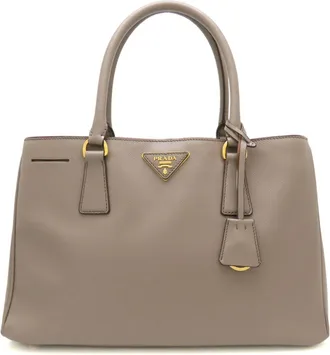 Prada Saffiano Grayish Leather Tote Bag (Pre-Owned)