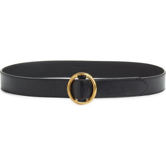 Saint Laurent Oval Buckle Leather Belt in Black at Nordstrom, Size 100