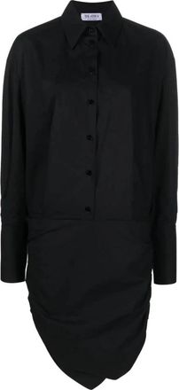 The Attico Casual Zwarte Katoenen Mini Jurk - Dames - Shirt Kleedjes - Zwart - XS - Katoen - Kleedjes