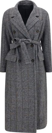 Brunello Cucinelli Grey Notched Lapel Trench Coat