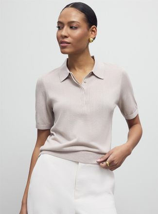 Contemporaine Womens Plain ultra-fine knit Polo Shirt sweater