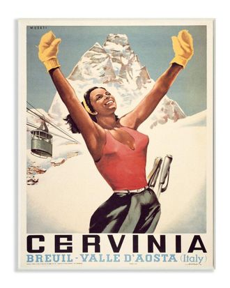 Stupell Industries Female Athlete Winter Ski Sport Vintage Illustration Wall Art