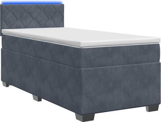 vidaXL Cama Con Base Tapizada, Colch&oacute;n Y Luz Led Gris Oscuro Vidaxl