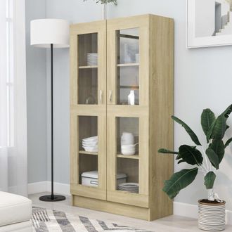 Berkfield Home Vitrine Cabinet Sonoma Oak 82.5x30.5x150 cm Engineered Wood in Brown