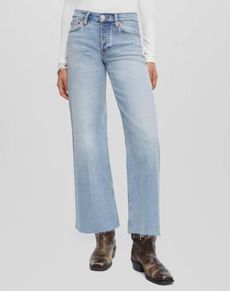 Re/Done Mid Rise Wide Leg Crop Jeans In Undertow Wash