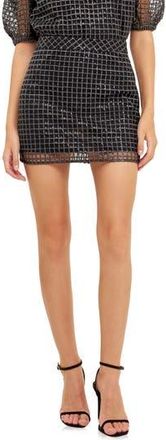 endless rose Sequin Grid Mesh Miniskirt in Black at Nordstrom Rack, Size X-Small