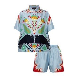 Etro Zijden Set: Shorts- Shirt - Dames - Nachtkleding & Lounge - Veelkleurig - Maat: XS Zijde