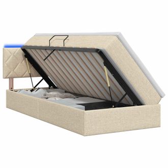 vidaXL Cama De Almacenamiento Led Con Colch&oacute;n Crema 100 X 200 Cm Tela Vidaxl