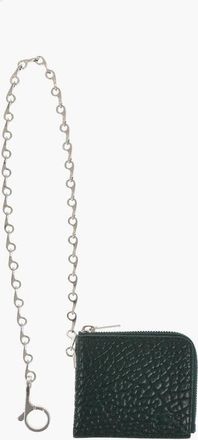 Burberry Textured Leather Wallet with Silver-Tone Chain size Unica
