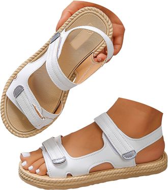 Generic Comfortable Strappy Sandals for Women Dressy Summer 2026 Open Toe Ankle Strap Walking Sandals Women Orthopedic Wedge Platform Sandals with Arch Suppor