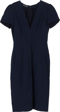 Alexander McQueen Alexander McQueen midi-jurk met V-hals in marineblauw acetaat