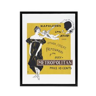 Artery8 Napoleon Love Affairs Metro Advert Framed Canvas Wall Art Print Penfield in Yellow | Size: W24 x H32