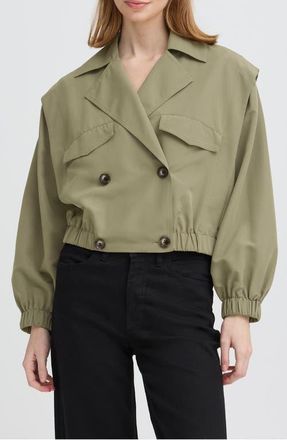 Ichi Blouson Trench Jacket in Deep Lichen Green at Nordstrom, Size 12 Us
