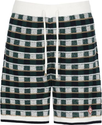 Casablanca Green Mosaic Check Pattern Shorts
