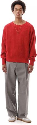 Lc23 Rode Ribgebreide Trui - Heren - Ronde hals truien - Rood - M - Truien & Vesten