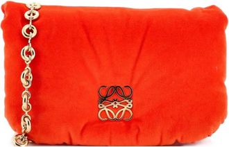 Loewe Goya Chain Puffer Bag Leather Mini shoulder bag - Oranje