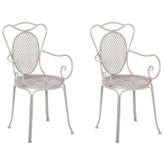Beliani Beliani - Conjunto De 2 Sillas De Jard&iacute;n Gris Con Mesa Y 2 Sillas Estilo Chic Franc&eacute;s Cilento