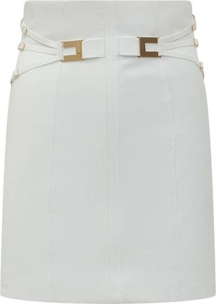 Elisabetta Franchi Miniskirt van Dubbel Stretch Cr&ecirc;pe - Dames - Korte rokken - Wit - L - Polyester - Rokken