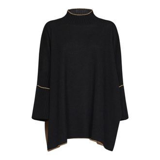 Herno Truien & Vesten, Dames, Zwart, S, Wol, Trui met trechterhals
