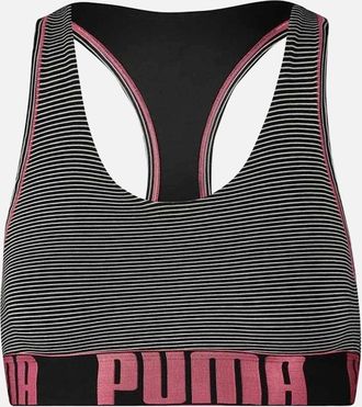 Puma Womens Cotton Modal Stretch Mini Stripe Bralette, Black / Pink - Size: 10/8