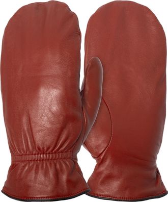 Pratt and Hart Womens Winter Leather Mittens with Finger Liners - Red - Large