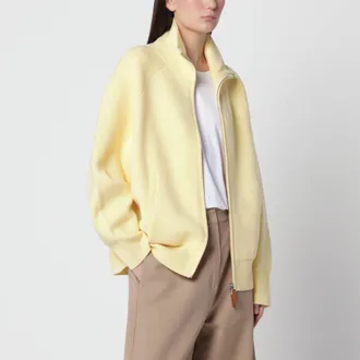 Guest In Residence Cardigan con zip color burro in cashmere e lana