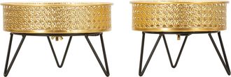 Dmora Vaso, Conjunto Com 2 Vasi, Suportes Remov&iacute;veis Estrutura Preta, Ouro - Barhar