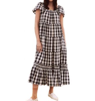 The Great. The Nightingale Dress In Navy Heart Check