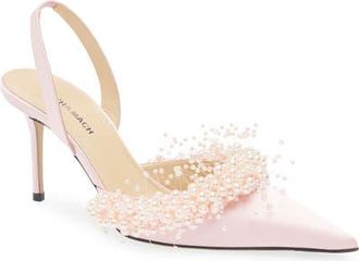 Mach & Mach Floating Faux Pearl Slingback Pump in Pink at Nordstrom, Size 10.5Us