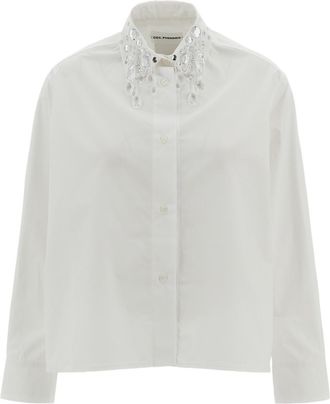 Des_Phemmes White Crystal-Embellished Cotton Shirt