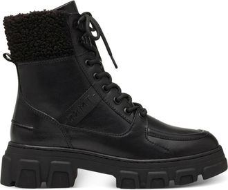 Tamaris Enkellaarsjes met veters - Dames - Veterlaarzen - Zwart - 37 EU - Leer - Schoenen