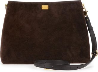 Dolce & Gabbana Womens Shoulder Bag Vittoria Suede Brown