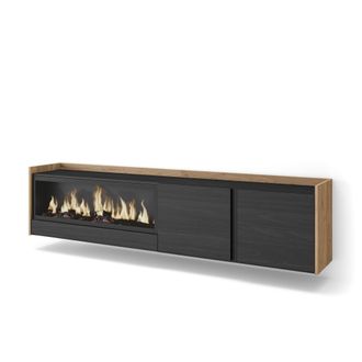 Skraut Home Skraut Home - Mueble Tv, Televisi&oacute;n, Muebles De Sal&oacute;n, Almacenaje, 212x35x50cm, Para Tv Hasta 80, Chimenea El&eacute;ctrica Xxl, Colgado, Suspendido, Estilo 