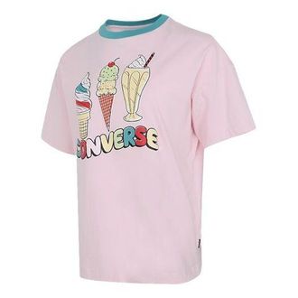 Converse (WMNS) Converse Ice Cream Printing Sports Short Sleeve Pink T-Shirt 10022853-A02