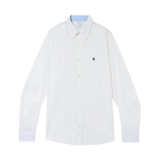 Brooks Brothers Slim Fit Oxford Overhemd met Button-Down Kraag - Heren - Casual Overhemden - Wit - 3XL - Katoen - Overhemden