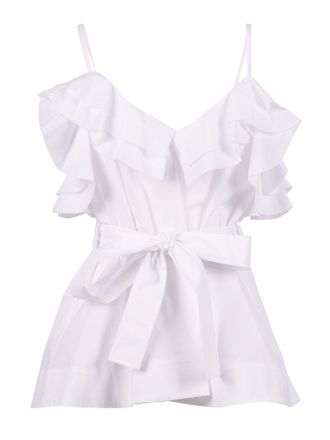 P.A.R.O.S.H. White Sleeveless Ruffled Blouse