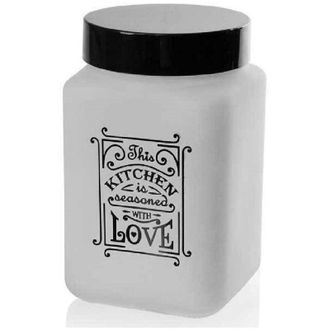 Trade Shop Trade Shop - Barattolo Contenitore Vetro Bianco Quadrato Moderno Satinato 1,5lt 17cm 833519