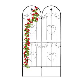 Relaxdays Relaxdays - Pack 2 Soportes Trepadoras, Enrejado Plantas Dos Paneles, Tutores 180x50 Cm, Encajado De Piezas, Hierro, Negro