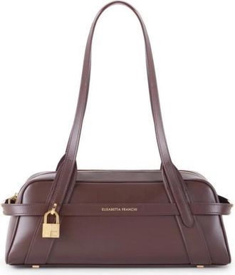 Elisabetta Franchi Tassen, Dames, Bruin, ONE Size, Leer, Kleine Leren Schoudertas