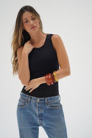 LnA Double Layer Ribbed Tank in Heather Grey at Nordstrom, Size X-Small