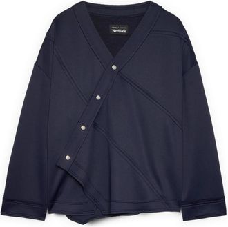 Fiorella Rubino Sweatshirt met asymmetrische sluiting - Dames - Sweatshirts - Blauw - M/L - Polyester - Hoodies & sweatvesten