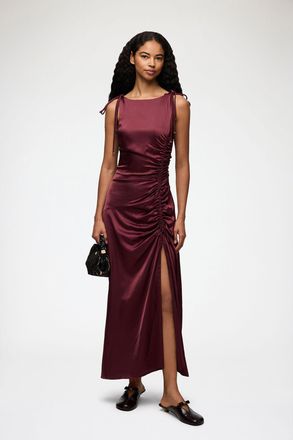 Ganni Red Dress in Satin - Size 32 Viscose