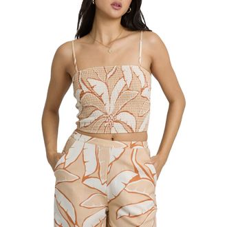 Billabong Tropic Breeze Crop Smock Top in Stone at Nordstrom, Size X-Large