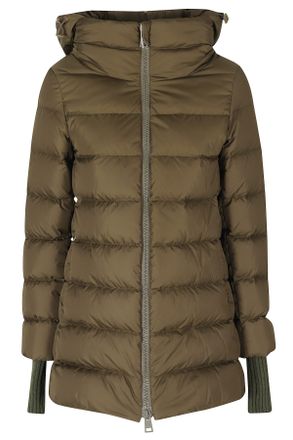 Herno Army Green Hooded Double-Slider Zip Polyamide Jacket